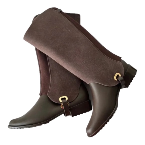 Melissa Shoes - MELISSA 2 in 1 Riding Special Boots Rain Boots Size 40UK Brown Removable Flocked